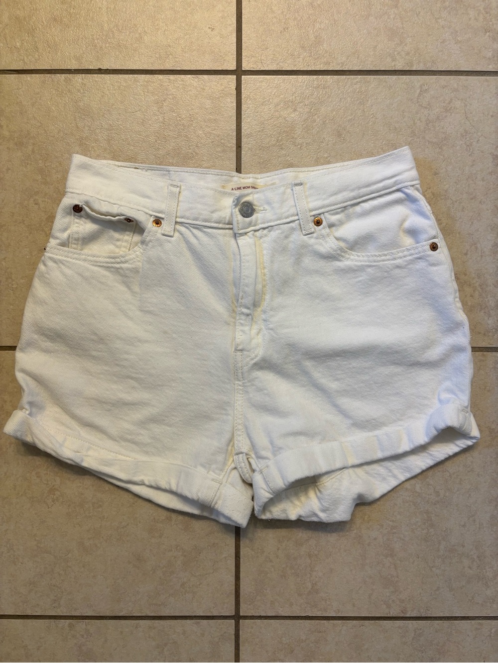 Levi's White Rolled-Hem Denim Shorts